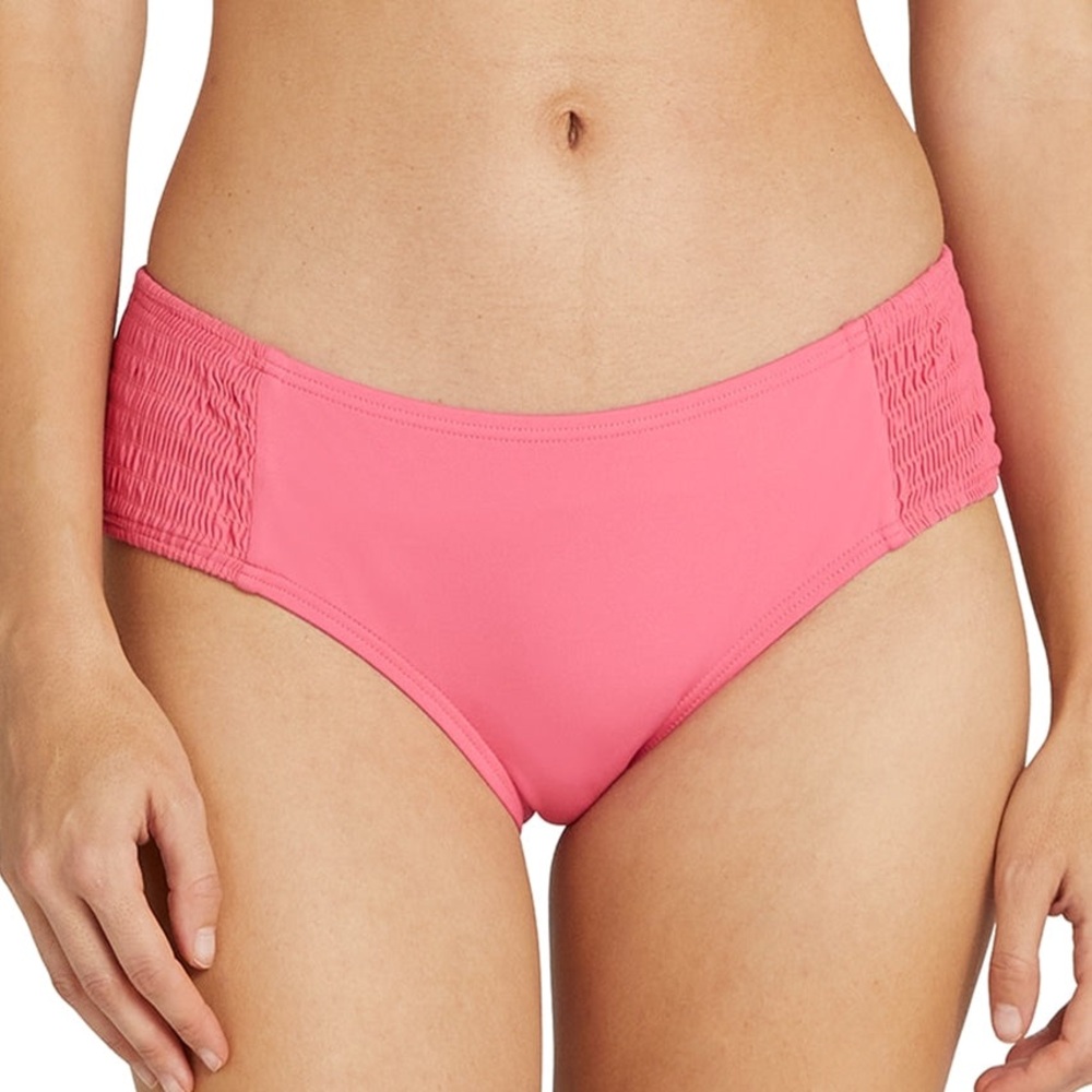Kate Spade Solid Pink Smocked Bikini Bottom